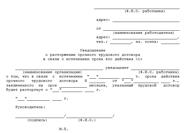 Расторжение договора гпх образец